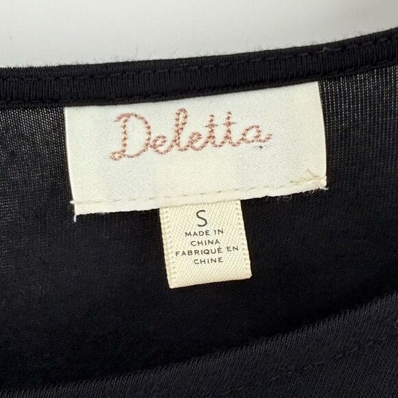 Anthropologie Deletta Desi Blouse Crochet Lace 3/4 Sleeves Women Small Black - Picture 5 of 7